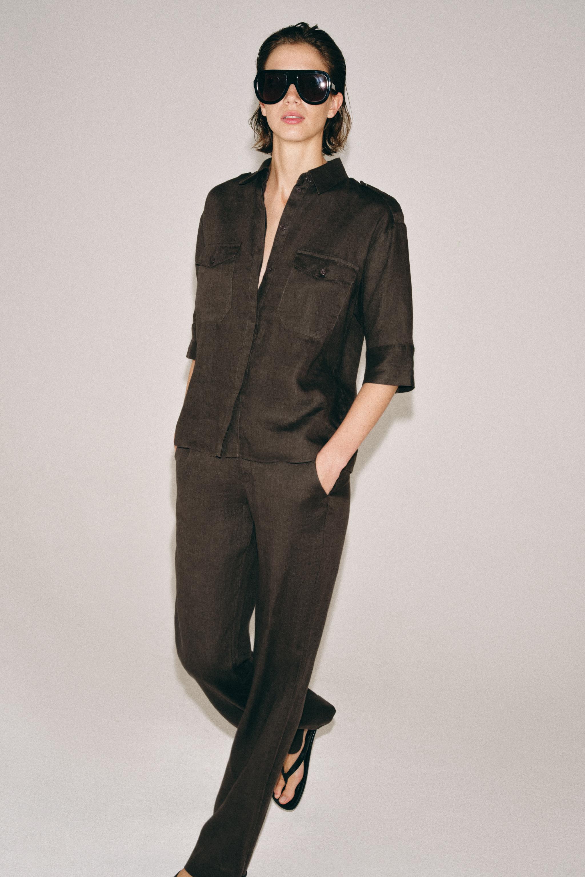 ZW COLLECTION LINEN POCKET SHIRT